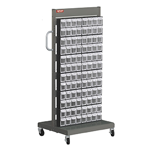 Mobile storage bin rack with 112 storage bins, double-sided, SLK112